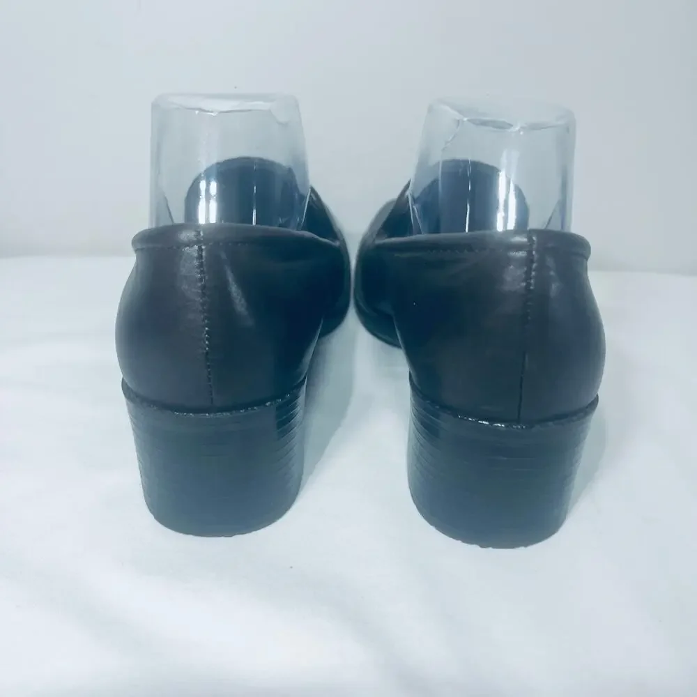 VTG 90s Y2K White Mountain Heels Brown Leather Loafer Chunky Office Casual 8.5
